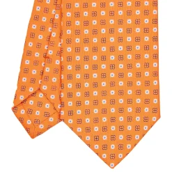 E.Marinella CRAVATTA SARTORIALE CLASSICA IN SETA ARANCIONE Microfantasia fiore Discount