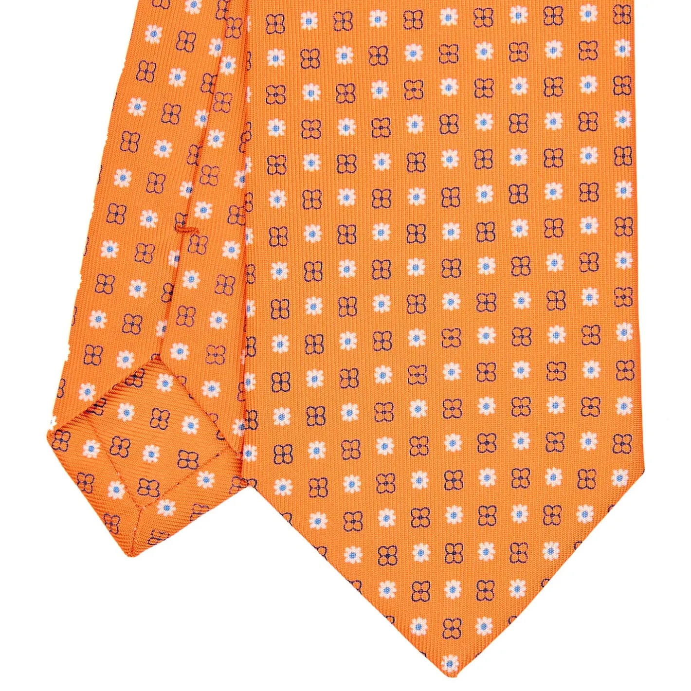 E.Marinella CRAVATTA SARTORIALE CLASSICA IN SETA ARANCIONE Microfantasia fiore Discount