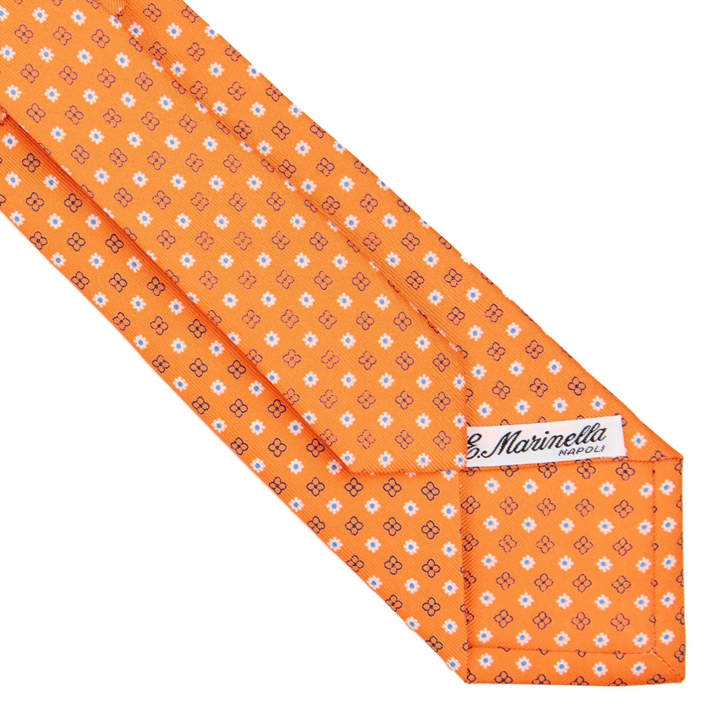 E.Marinella CRAVATTA SARTORIALE CLASSICA IN SETA ARANCIONE Microfantasia fiore Discount