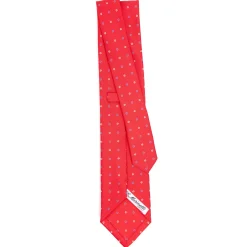 E.Marinella CRAVATTA SARTORIALE CLASSICA IN SETA ROSSA Microfantasia fiore Outlet