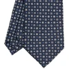 E.Marinella CRAVATTA SARTORIALE CLASSICA IN SETA BLU SCURO Microfantasia fiore