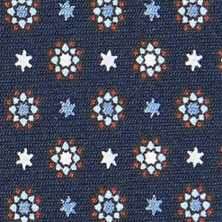 E.Marinella CRAVATTA SARTORIALE CLASSICA IN SETA BLU SCURO Microfantasia fiore