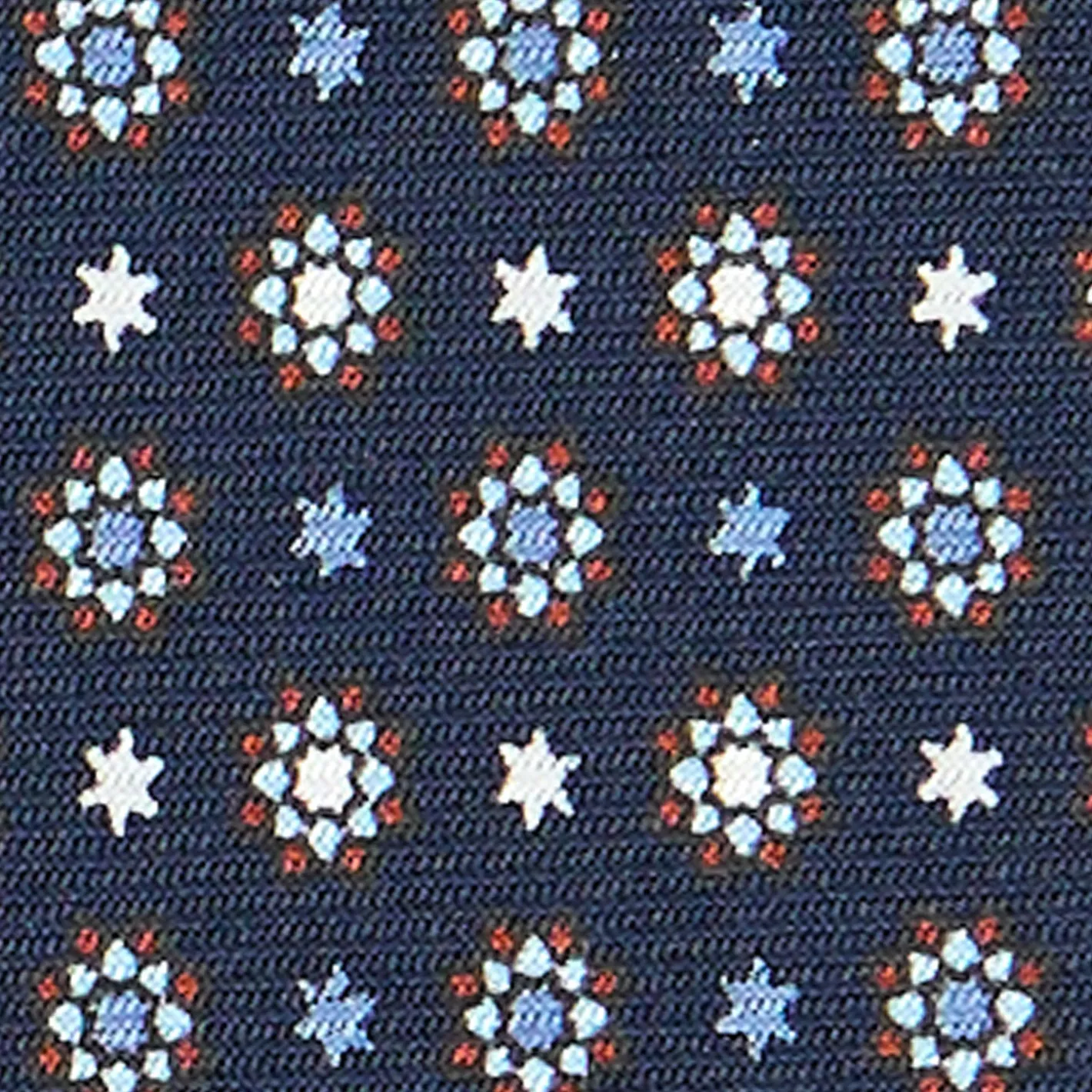E.Marinella CRAVATTA SARTORIALE CLASSICA IN SETA BLU SCURO Microfantasia fiore