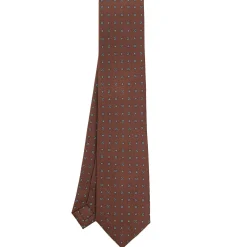 E.Marinella CRAVATTA SARTORIALE CLASSICA IN SETA MARRONE SCURO Microfantasia fiore Online
