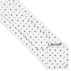 E.Marinella CRAVATTA SARTORIALE CLASSICA IN SETA BIANCA Microfantasia fiore Outlet