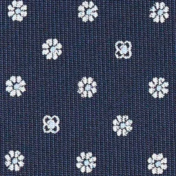 E.Marinella CRAVATTA SARTORIALE CLASSICA IN SETA BLU SCURO Microfantasia fiore Best