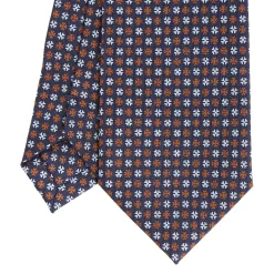 E.Marinella CRAVATTA SARTORIALE CLASSICA IN SETA BLU SCURO Microfantasia fiore Discount