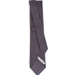 E.Marinella CRAVATTA SARTORIALE CLASSICA IN SETA BLU SCURO Microfantasia fiore Discount