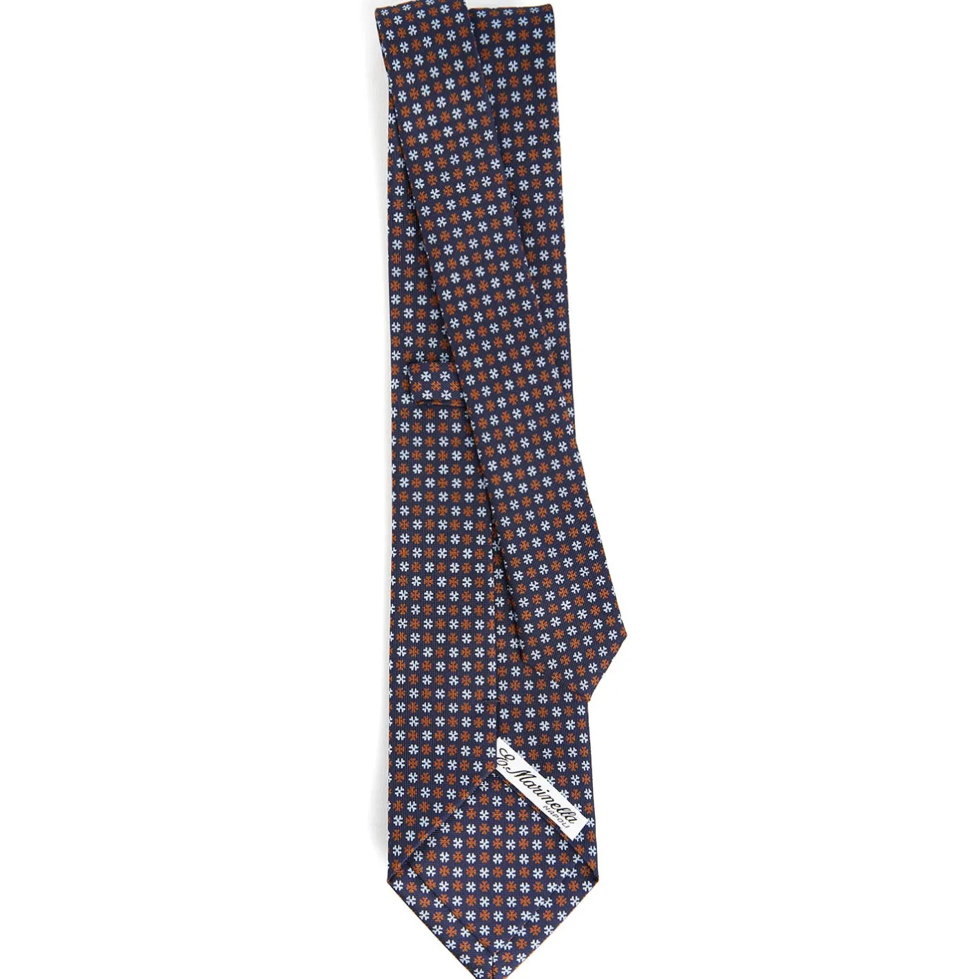 E.Marinella CRAVATTA SARTORIALE CLASSICA IN SETA BLU SCURO Microfantasia fiore Discount