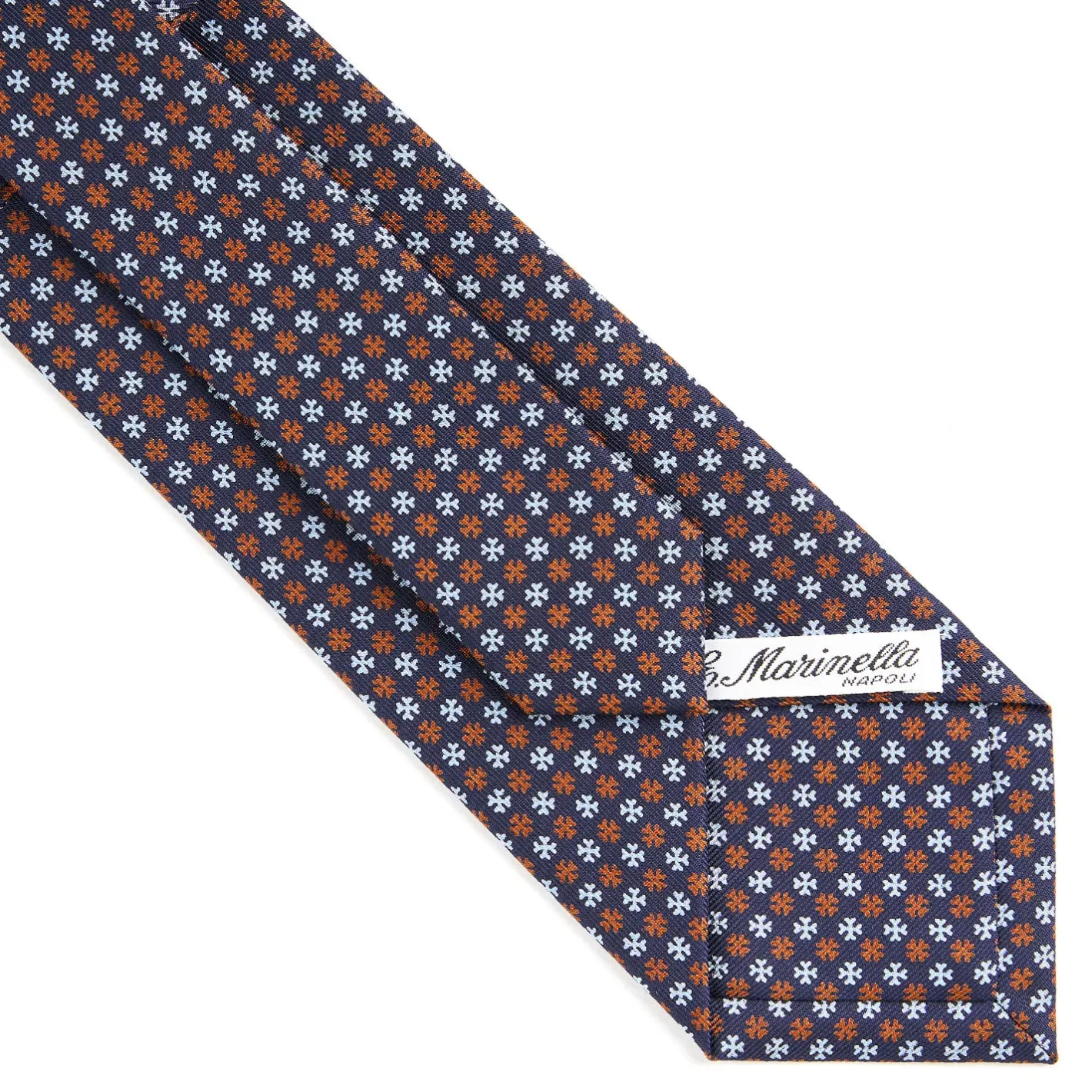 E.Marinella CRAVATTA SARTORIALE CLASSICA IN SETA BLU SCURO Microfantasia fiore Discount