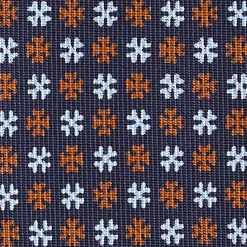 E.Marinella CRAVATTA SARTORIALE CLASSICA IN SETA BLU SCURO Microfantasia fiore Discount