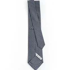 E.Marinella CRAVATTA SARTORIALE CLASSICA IN SETA GRIGIO SCURO Microfantasia fiore Outlet