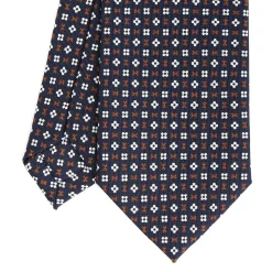 E.Marinella CRAVATTA SARTORIALE CLASSICA IN SETA BLU SCURO Microfantasia fiore Sale