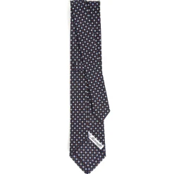 E.Marinella CRAVATTA SARTORIALE CLASSICA IN SETA BLU SCURO Microfantasia fiore Sale