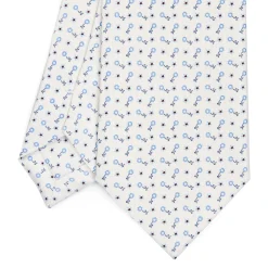 E.Marinella CRAVATTA SARTORIALE CLASSICA IN SETA BIANCA Microfantasia fiore Sale