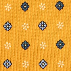 E.Marinella CRAVATTA SARTORIALE CLASSICA IN SETA GIALLA Microfantasia fiore