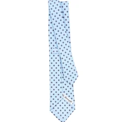E.Marinella CRAVATTA SARTORIALE CLASSICA IN SETA AZZURRA Microfantasia fiore Discount