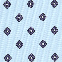 E.Marinella CRAVATTA SARTORIALE CLASSICA IN SETA AZZURRA Microfantasia fiore Discount