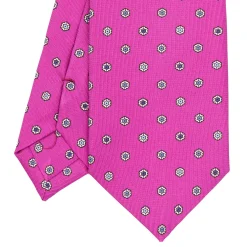 E.Marinella CRAVATTA SARTORIALE CLASSICA IN SETA FUCSIA Microfantasia fiore Hot