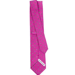 E.Marinella CRAVATTA SARTORIALE CLASSICA IN SETA FUCSIA Microfantasia fiore Hot