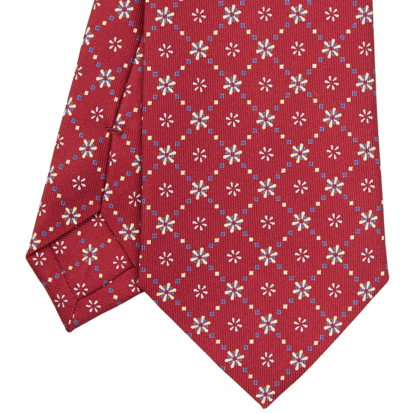 E.Marinella CRAVATTA SARTORIALE CLASSICA IN SETA BORDEAUX Microfantasia fiore