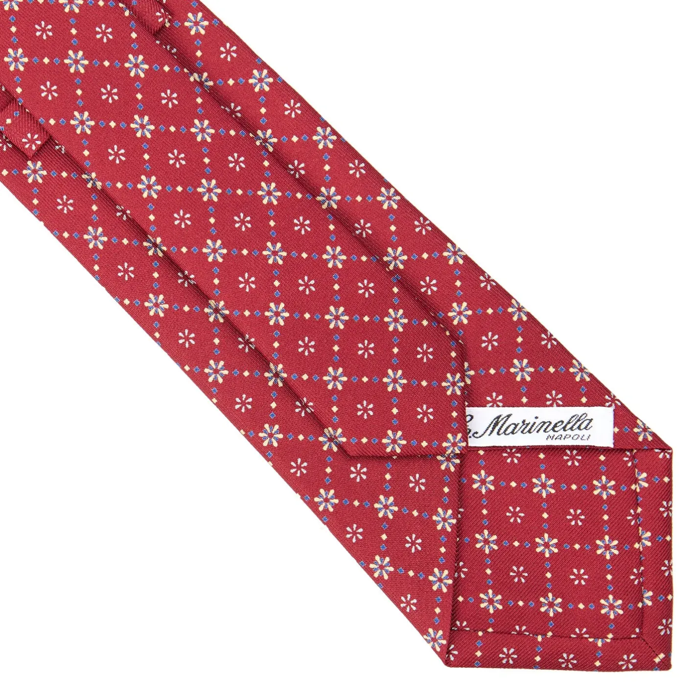 E.Marinella CRAVATTA SARTORIALE CLASSICA IN SETA BORDEAUX Microfantasia fiore
