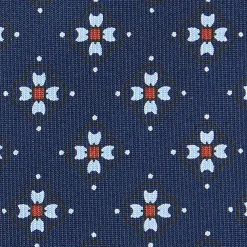 E.Marinella CRAVATTA SARTORIALE CLASSICA IN SETA BLU SCURO Microfantasia fiore Best