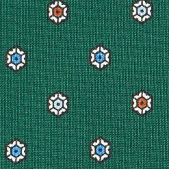 E.Marinella CRAVATTA SARTORIALE CLASSICA IN SETA VERDE SCURO Microfantasia fiore Outlet