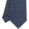 E.Marinella CRAVATTA SARTORIALE CLASSICA IN SETA BLU SCURO Microfantasia fiore Discount