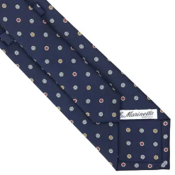 E.Marinella CRAVATTA SARTORIALE CLASSICA IN SETA BLU SCURO Microfantasia fiore Online