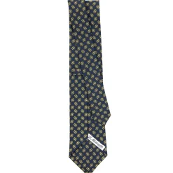 E.Marinella CRAVATTA SARTORIALE CLASSICA IN SETA BLU SCURO Microfantasia fiore Online