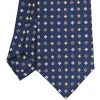 E.Marinella CRAVATTA SARTORIALE CLASSICA IN SETA BLU SCURO Microfantasia fiore Clearance