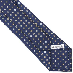 E.Marinella CRAVATTA SARTORIALE CLASSICA IN SETA BLU SCURO Microfantasia fiore Clearance