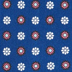 E.Marinella CRAVATTA SARTORIALE CLASSICA IN SETA BLU Microfantasia fiore New