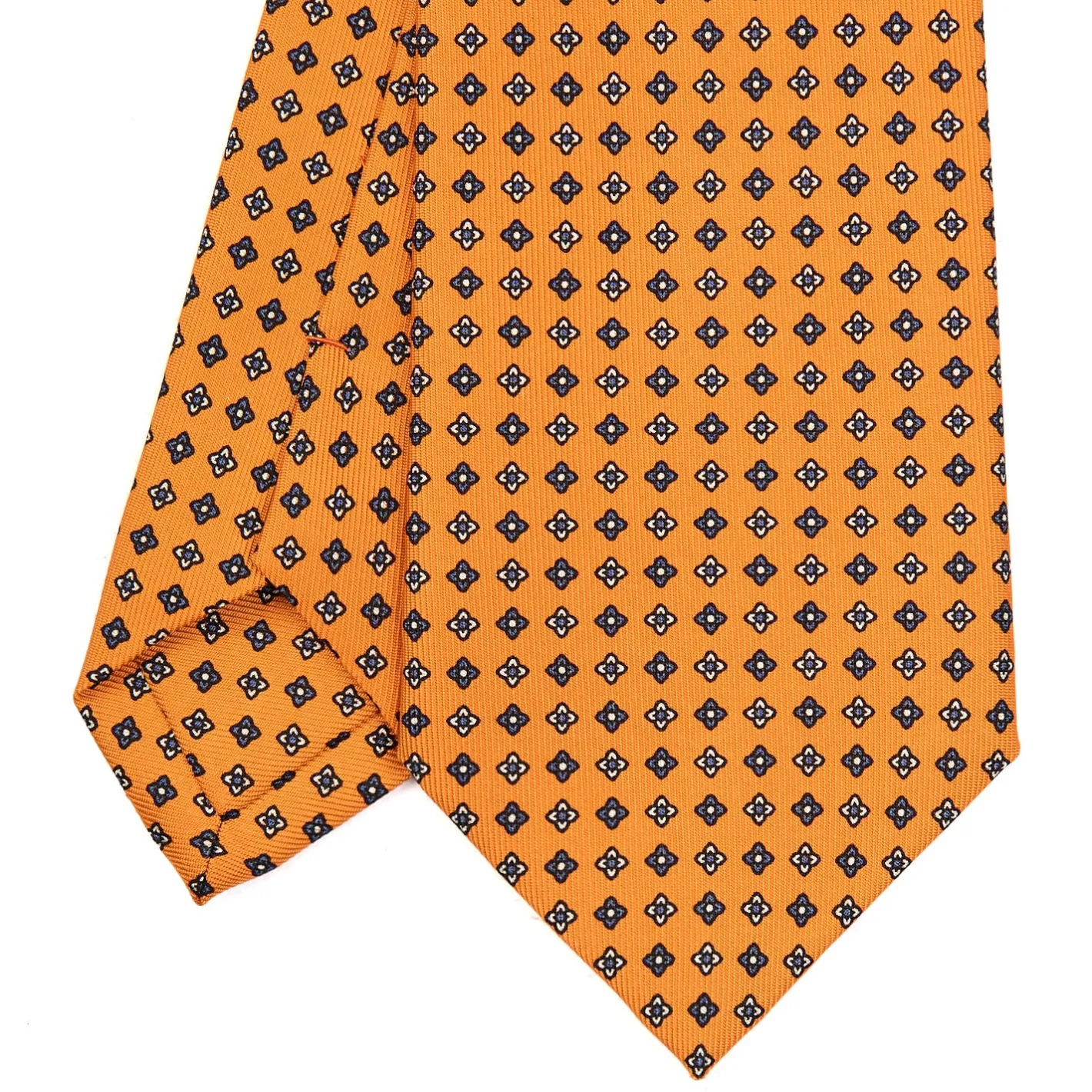 E.Marinella CRAVATTA SARTORIALE CLASSICA IN SETA ARANCIONE Microfantasia fiore Online