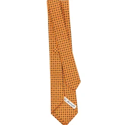 E.Marinella CRAVATTA SARTORIALE CLASSICA IN SETA ARANCIONE Microfantasia fiore Online