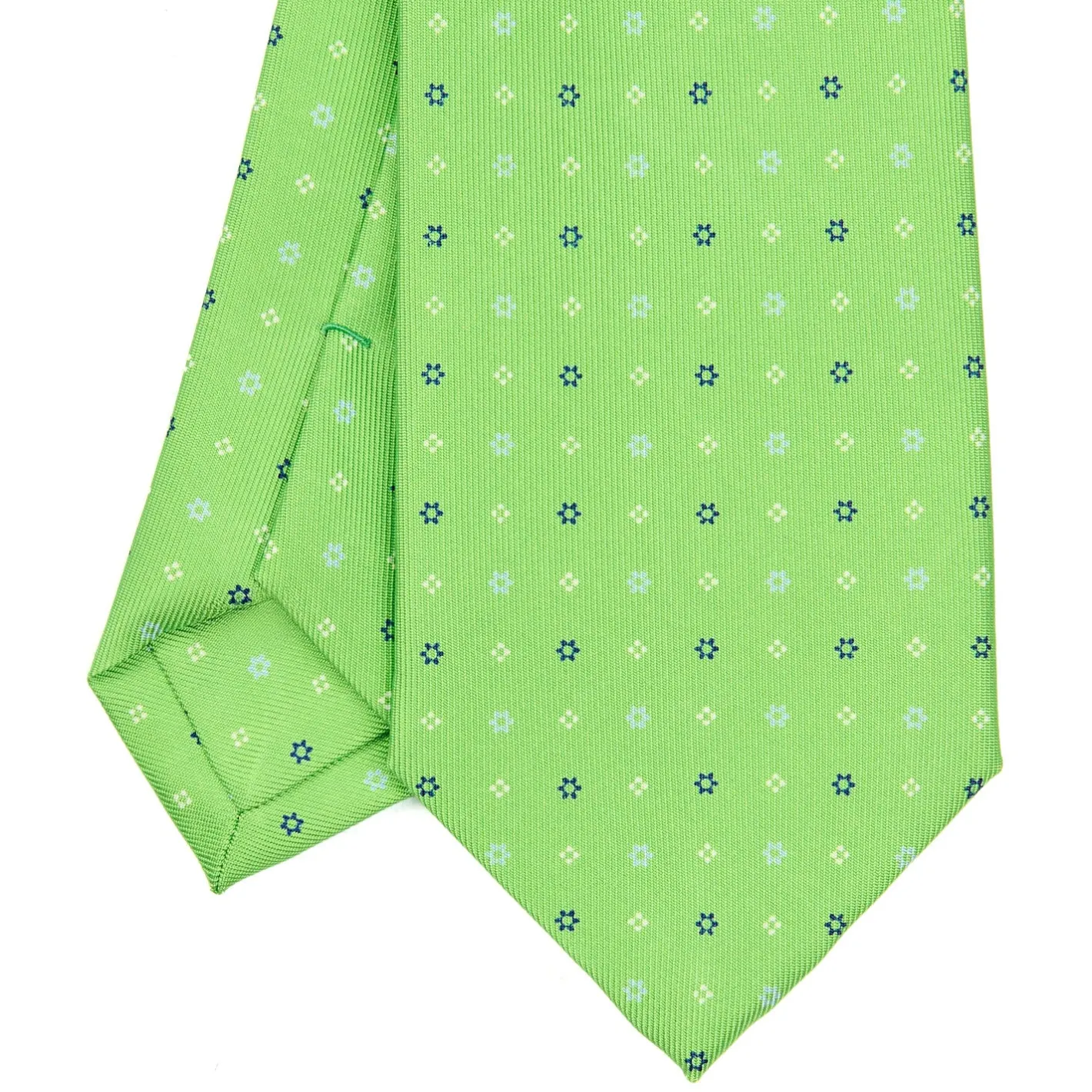 E.Marinella CRAVATTA SARTORIALE CLASSICA IN SETA VERDE CHIARO Microfantasia fiore Clearance