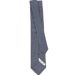 E.Marinella CRAVATTA SARTORIALE CLASSICA IN SETA BLU SCURO Microfantasia fiore Clearance