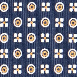 E.Marinella CRAVATTA SARTORIALE CLASSICA IN SETA BLU SCURO Microfantasia fiore Clearance
