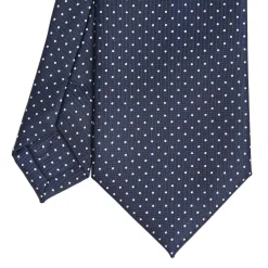 E.Marinella CRAVATTA SARTORIALE CLASSICA IN SETA BLU SCURO Pois Discount