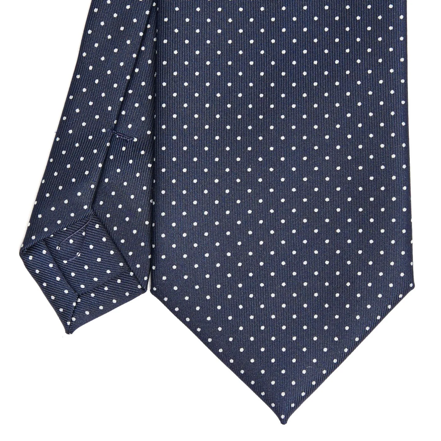 E.Marinella CRAVATTA SARTORIALE CLASSICA IN SETA BLU SCURO Pois Discount