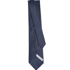 E.Marinella CRAVATTA SARTORIALE CLASSICA IN SETA BLU SCURO Pois Discount