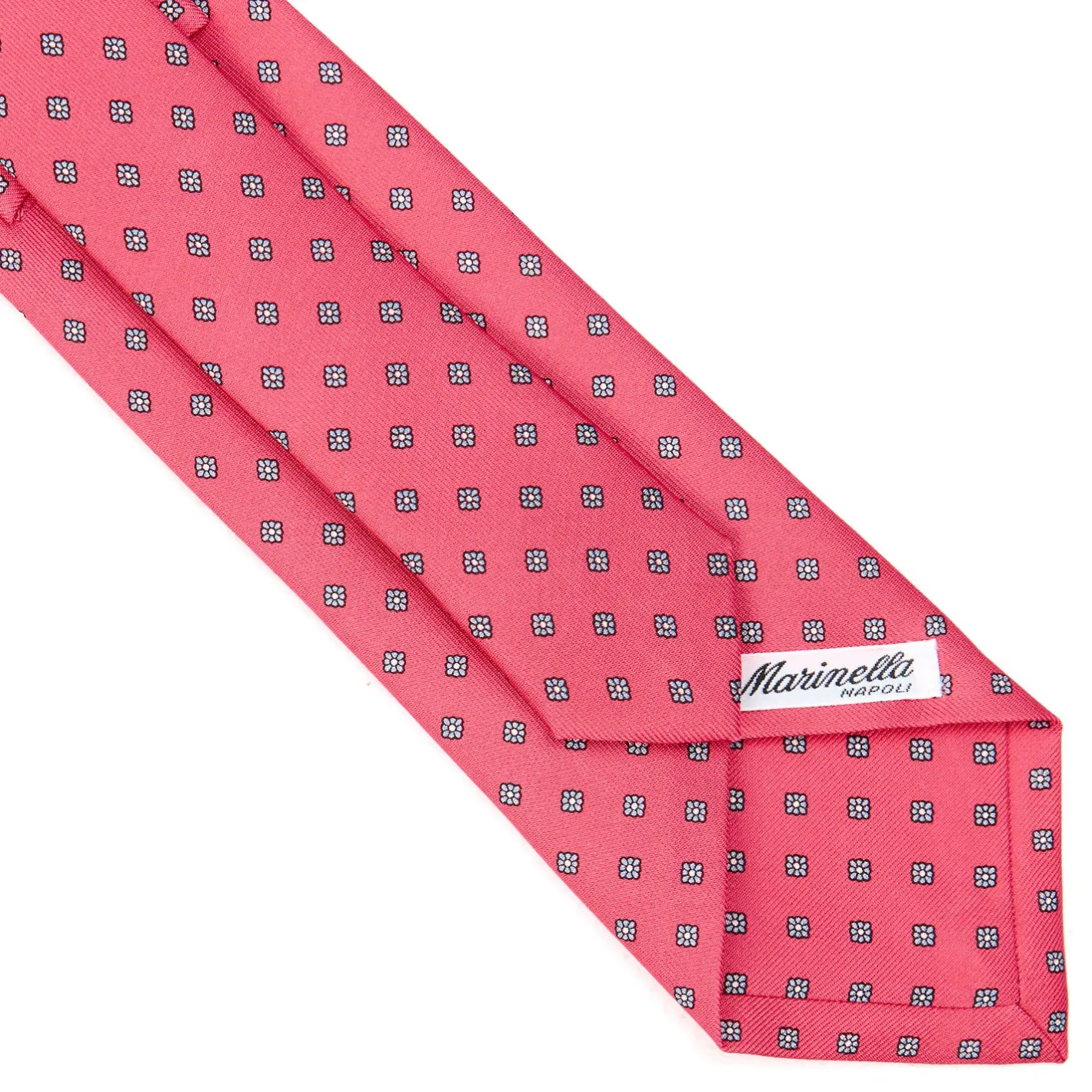 E.Marinella CRAVATTA SARTORIALE CLASSICA IN SETA ROSA Microfantasia fiore New