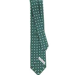 E.Marinella CRAVATTA SARTORIALE CLASSICA IN SETA VERDE SCURO Microfantasia fiore Outlet