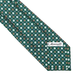 E.Marinella CRAVATTA SARTORIALE CLASSICA IN SETA VERDE SCURO Microfantasia fiore Outlet