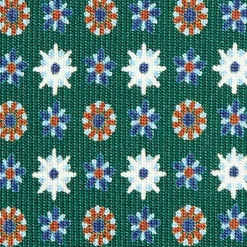 E.Marinella CRAVATTA SARTORIALE CLASSICA IN SETA VERDE SCURO Microfantasia fiore Outlet