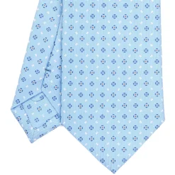 E.Marinella CRAVATTA SARTORIALE CLASSICA IN SETA AZZURRA Microfantasia fiore