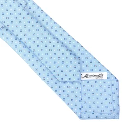 E.Marinella CRAVATTA SARTORIALE CLASSICA IN SETA AZZURRA Microfantasia fiore