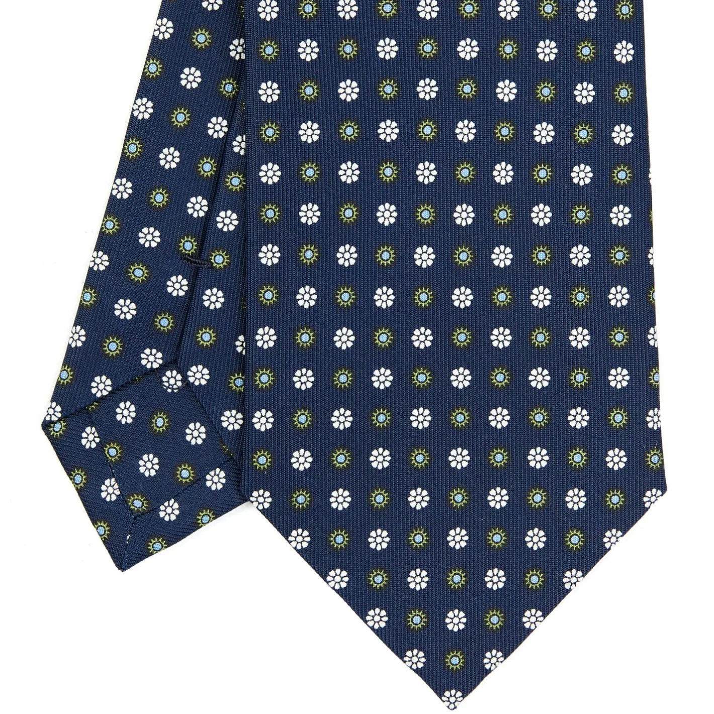 E.Marinella CRAVATTA SARTORIALE CLASSICA IN SETA BLU SCURO Microfantasia fiore Hot