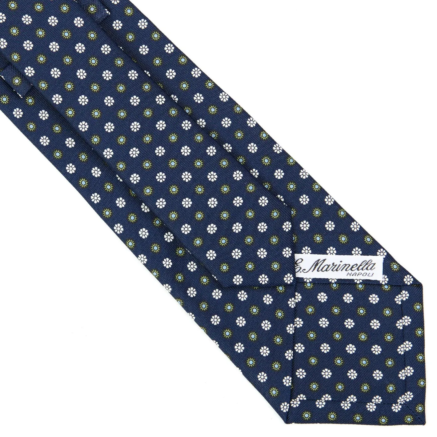E.Marinella CRAVATTA SARTORIALE CLASSICA IN SETA BLU SCURO Microfantasia fiore Hot